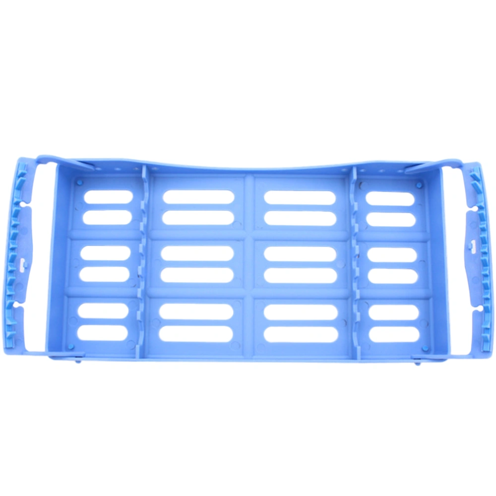 1pc Dental Plastic Sterilization Rack Surgical Sterilization Box Disinfection Tray for 7 Tools Storage (Blue)