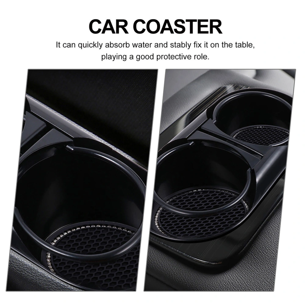 2pcs Bling Car Cup Coaster Universal Anti-Slip Silicone Vehicle Cup Coasters