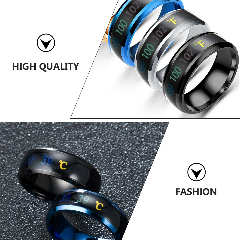 1Pc Fashion Ring Jewelry Intelligent Temperature Display Couple Ring (No.6)