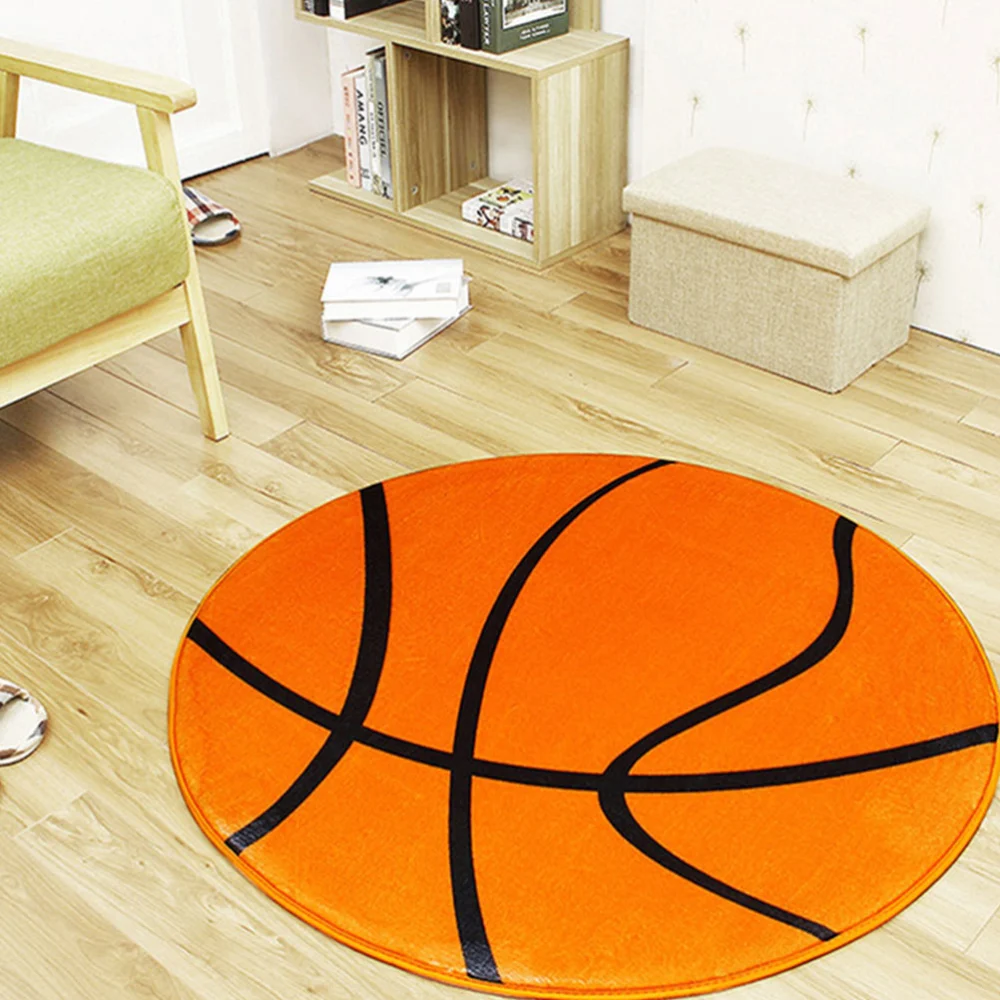 1pc Round Shape Floor Pad Basketball Pattern Cushion Household Door Rug PC Chair Floor Mat Hotel Foot Carpet