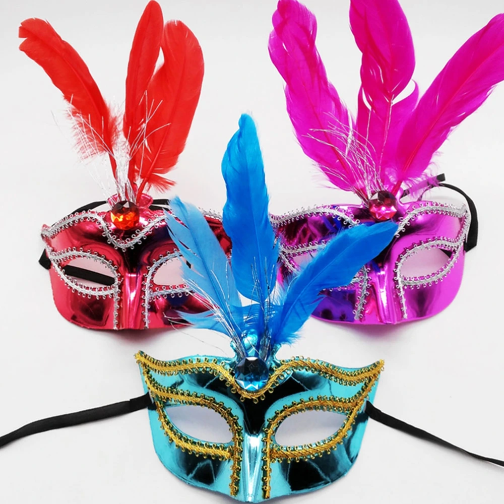 3Pcs Masquerade Mask Party Ball Mask Feather Mask for Women Girls