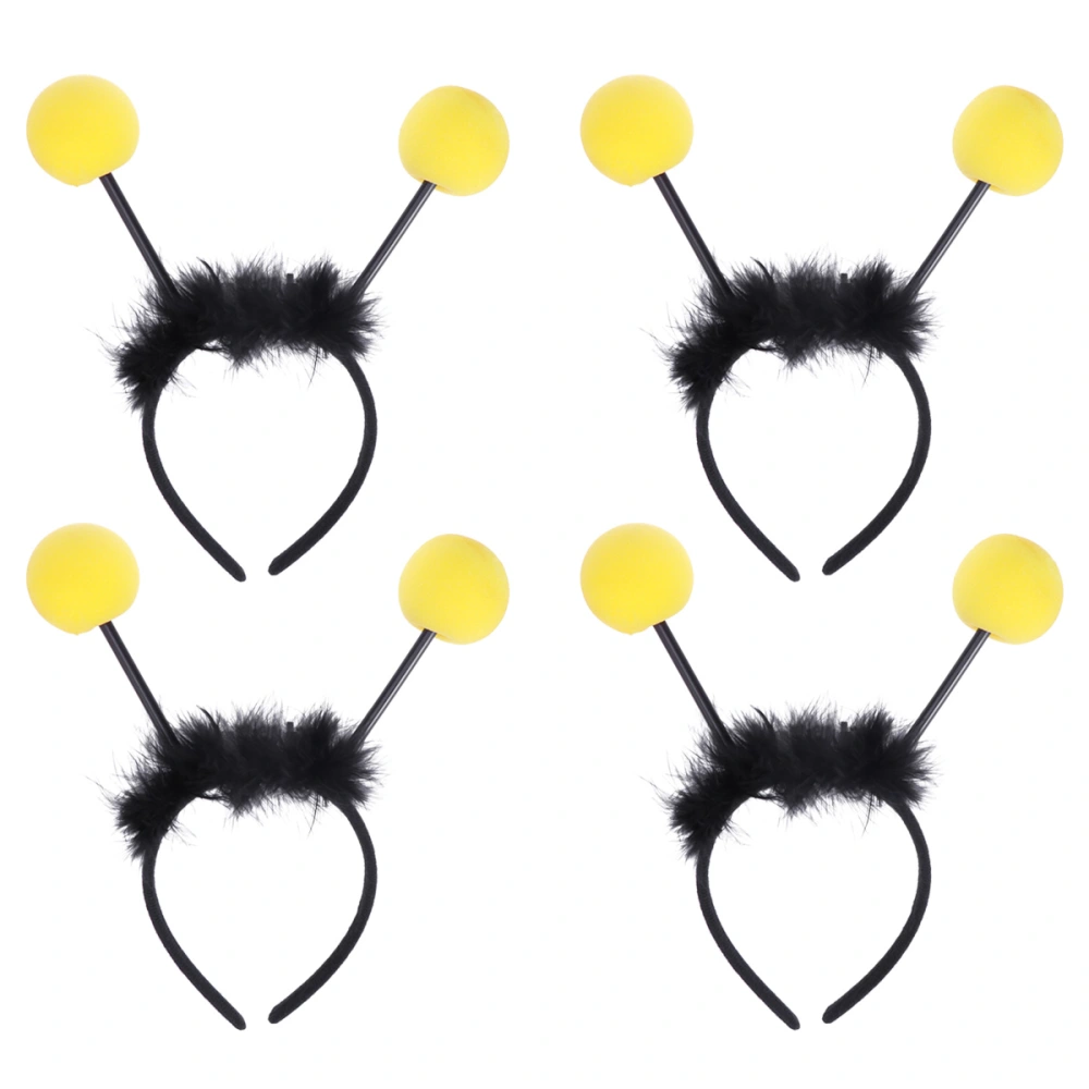 4 Pcs LED Bee Headband Glowing Headwear Hair Halloween Party Ghost Festival Performance Hair Accessories