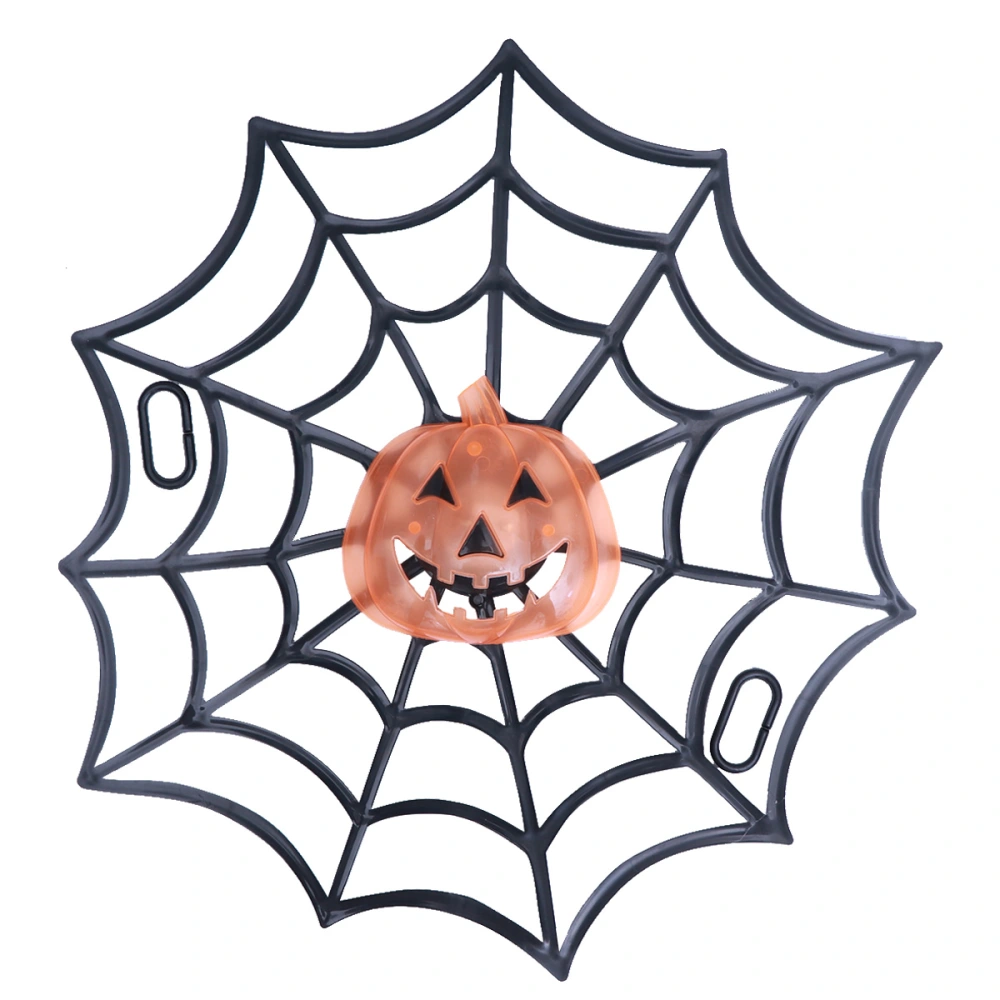 Halloween Lights Plastic Pumpkin Hanging Scary Black Fury Spider Net Decorative Flashing LED Web Prop Decoration for Halloween Party