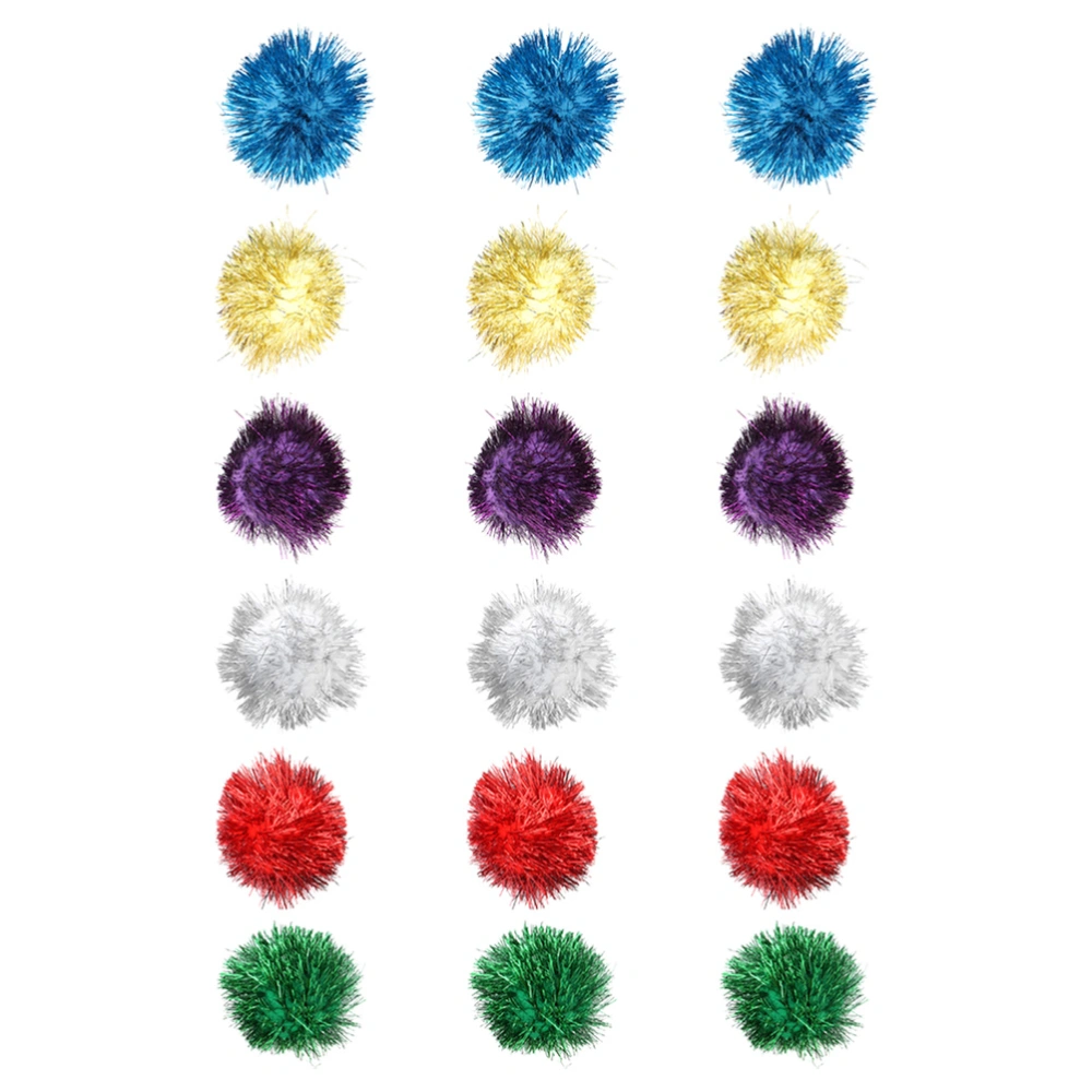 18pcs Glitter Pom Pom Balls Cat Tinsel Balls Cat Teaser Toys Cat Playthings