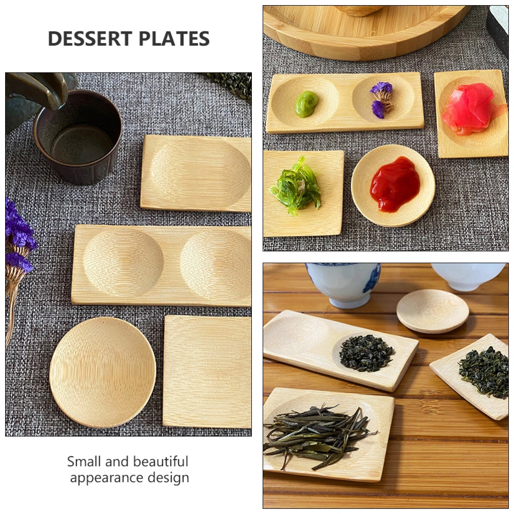 6pcs Bamboo Snack Storage Plates Snack Plates Dessert Holders (Assorted Color)