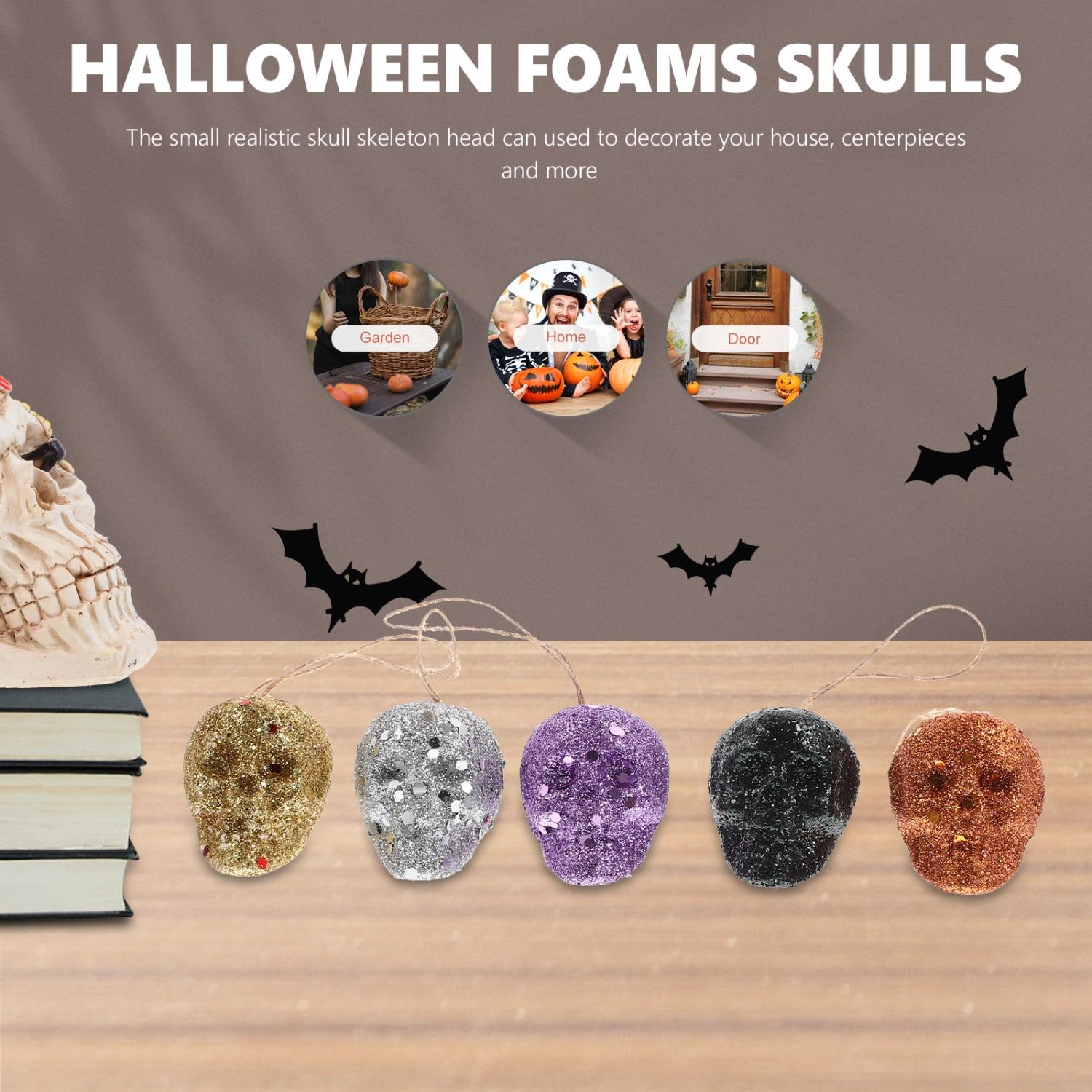 25Pcs Halloween Miniature Skulls Foams Skull Pendant Halloween Hanging Decor Halloween Charms