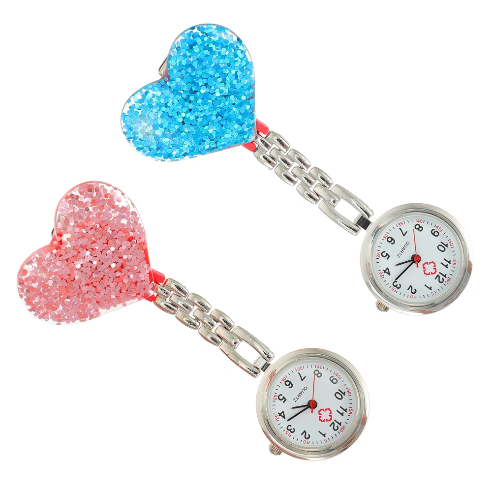 2pcs Heart-shaped Nurse Special Watch Trendy Female Hanging Watch Pocket Watch