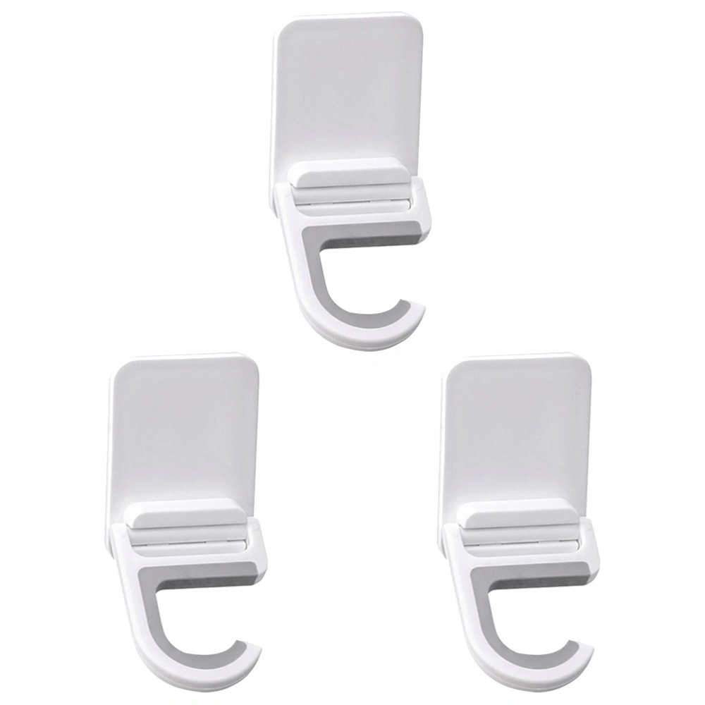 3pcs Wall-mounted Adhesive Mop Hooks Punch Free Hooks for Home Bathroom (White)