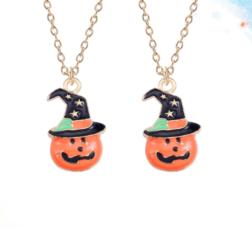 2pcs Halloween Pumpkin Hat Pendant Funny Charming Necklace Pendant Necklace for Halloween Night Club