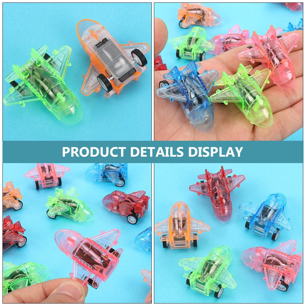 24pcs Pull Back Airplanes Playset Transparent Plane Toys (Random Color)