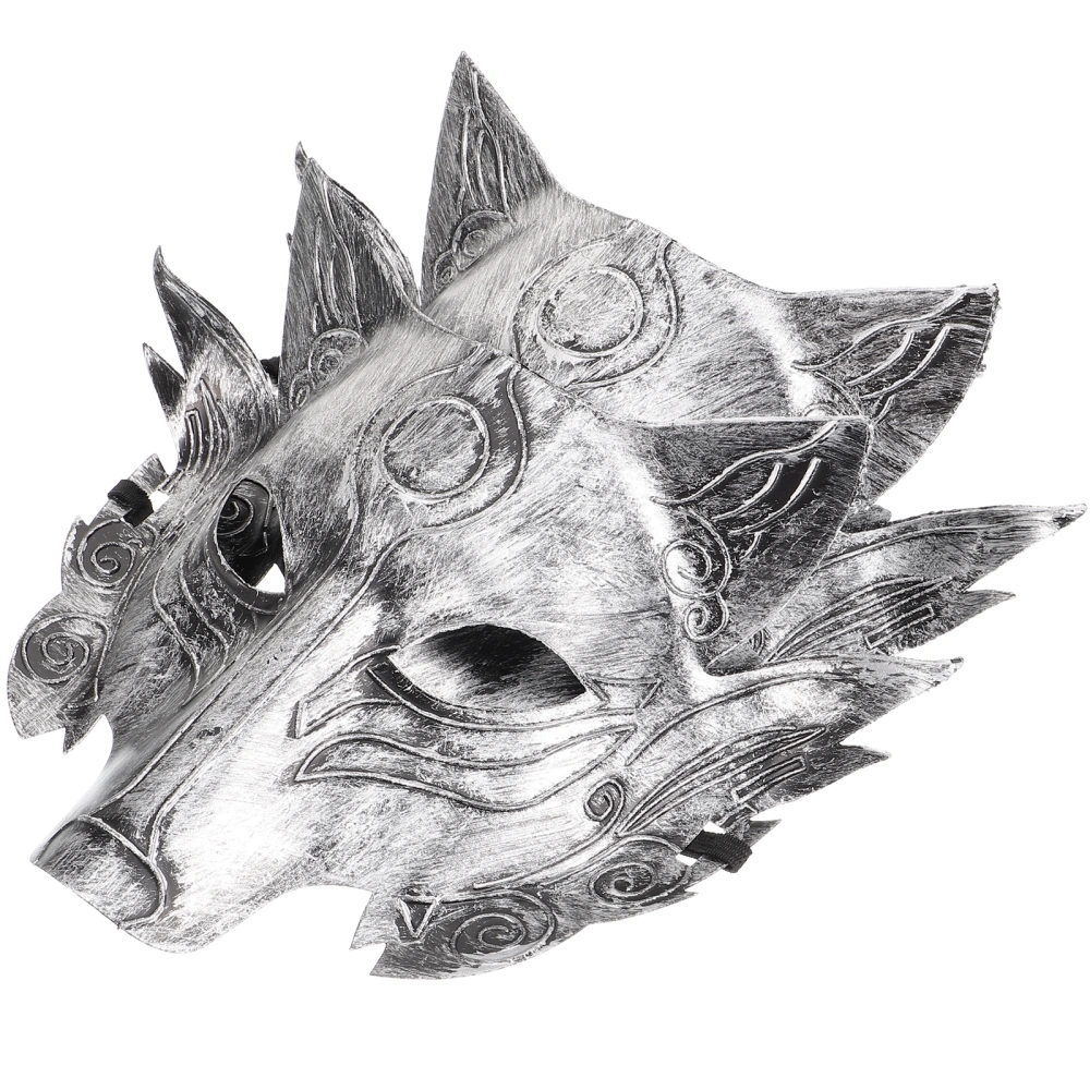 2pcs Wolf Head Mask Halloween Props Simulation Animal Mask Carnival Cosplay Party Supplies (Silver)