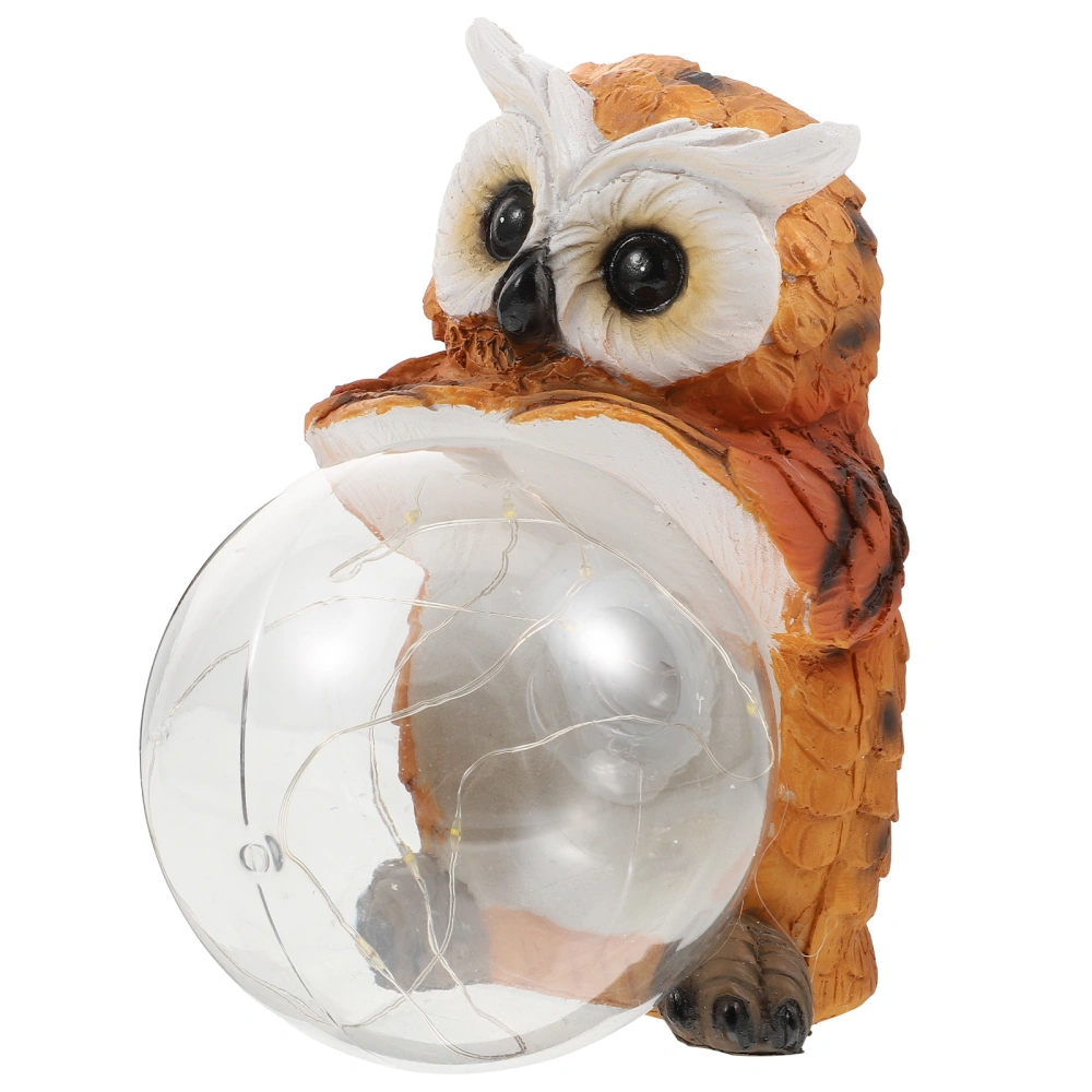 1Pc Resin Owl Ornament Decorative Artware Gardening Adornment with Solar Light