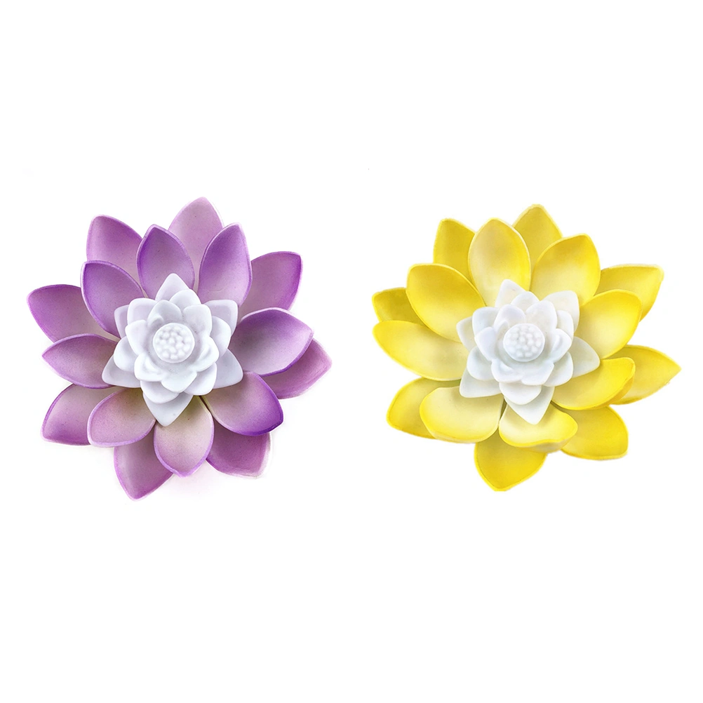 2 Pcs LED Electronic Lotus Candle Light Realistic Flower Lamp Floating Light Wish Light Buddhism Accessory for Party Festival - No Battery(Random Color)