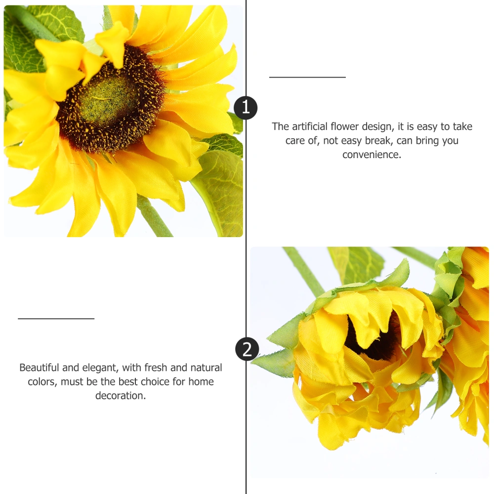 2 Pcs Plastic Sunflowers Artificial Flowers Bouquet Decor Artificial Sun Flowers (Random Color)