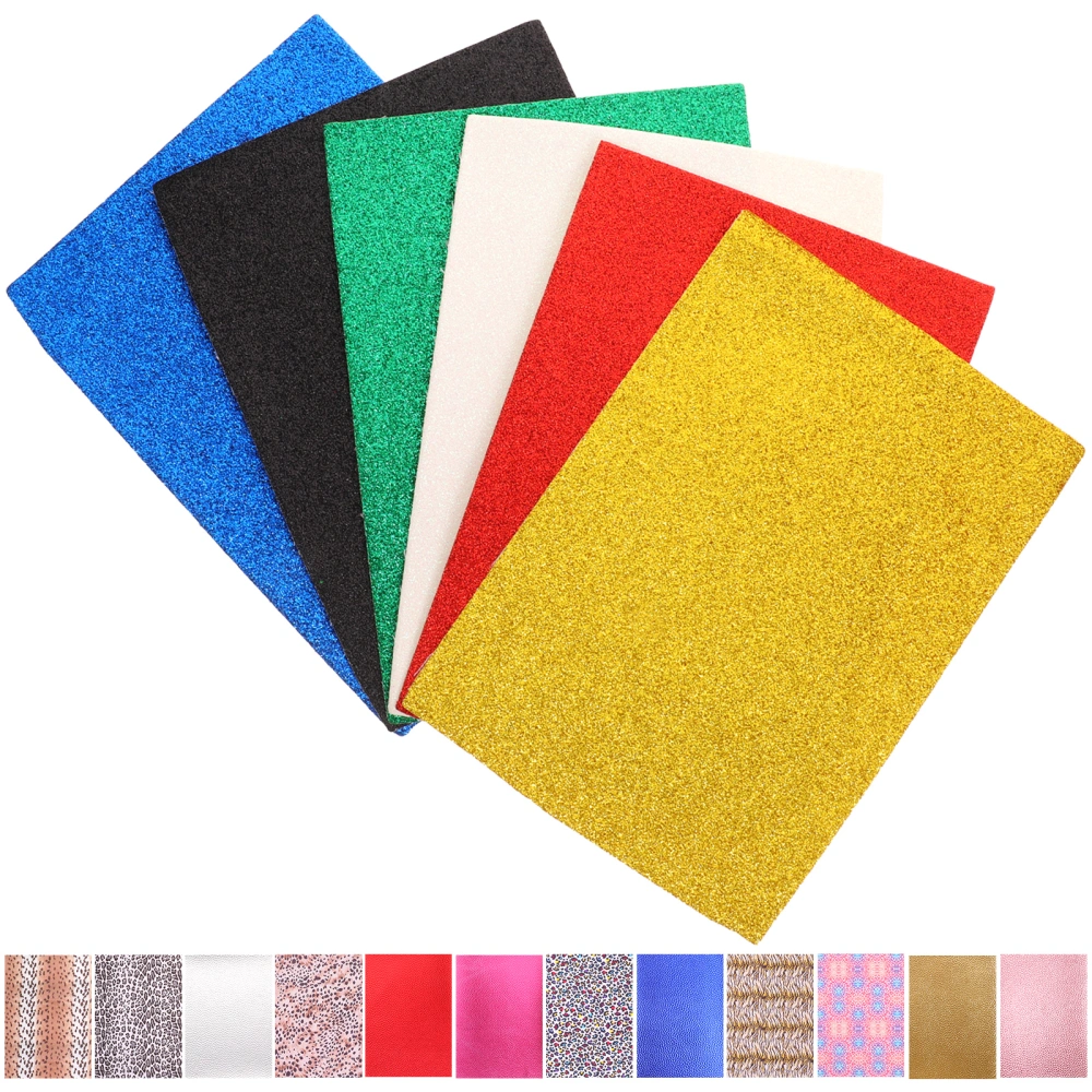 18pcs Color Artificial Leather Sheets Sparkle Glitter Leopard Pattern Leather  for DIY Craft