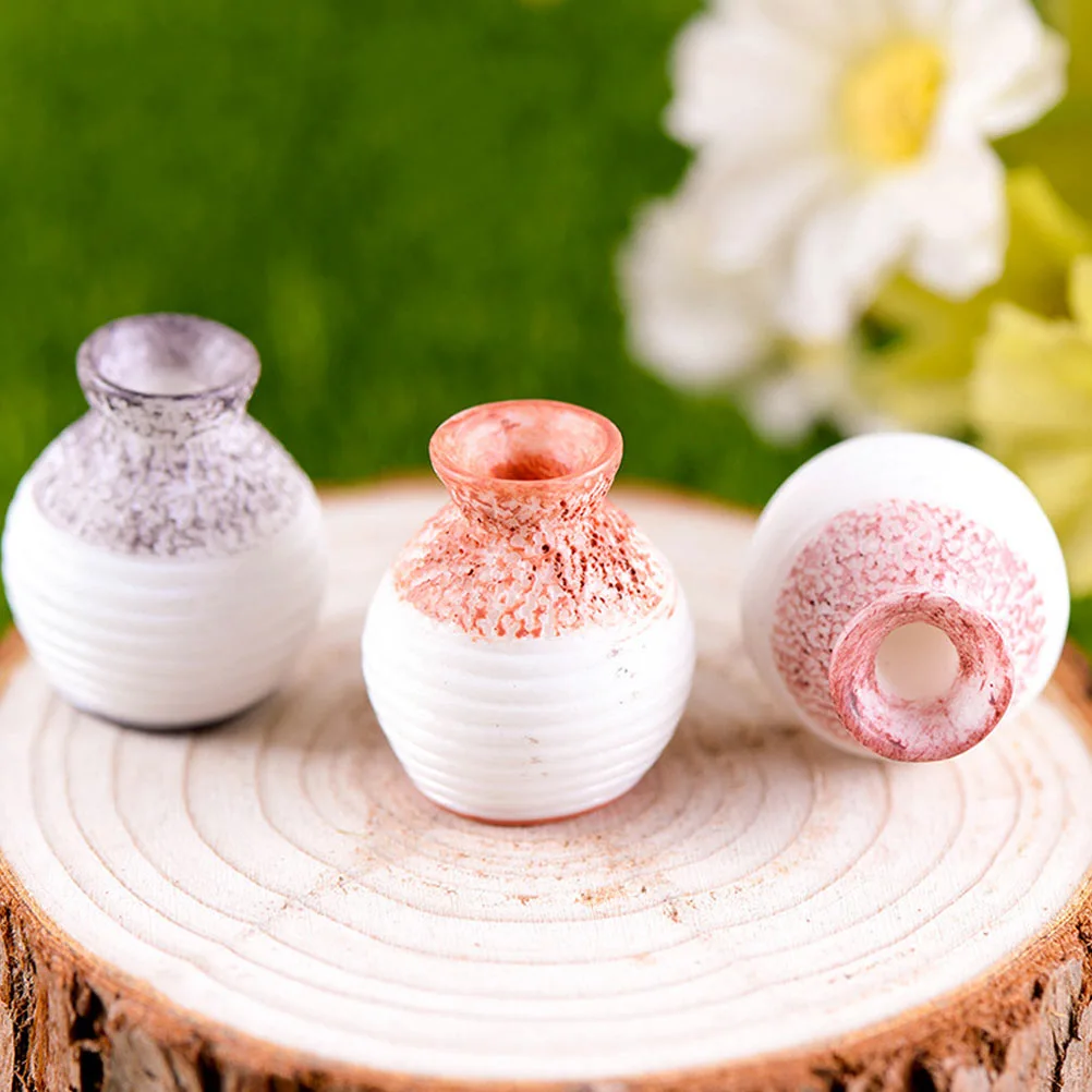 9pcs Mini Vase Adornments Simulation Vase Decorations Resin Vase Model Ornaments