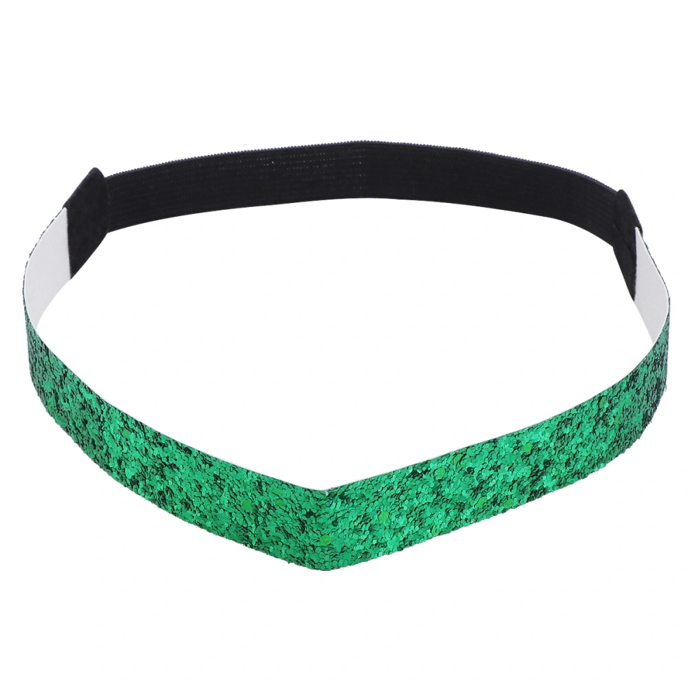 1PC Sequin Headband Elastic Glitter Headbands Adjustable Sparkly Bling Headwrap Non Hair Bands for Women Girls (Green)