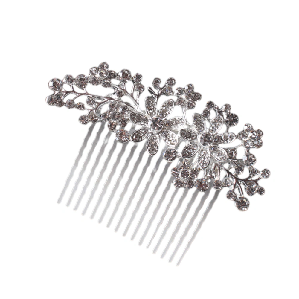 Wedding Pearl Hairpin Bridal Crystals Hair Accessories Alloy Rhinestone Hair Comb for Jewelry Women Decoration(Silver)