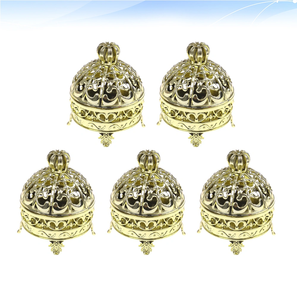 5PCS Round Crown Shape Candy Storage Boxes Plastic Creative Gift Boxes Containers for Birthday Wedding Party (Golden)