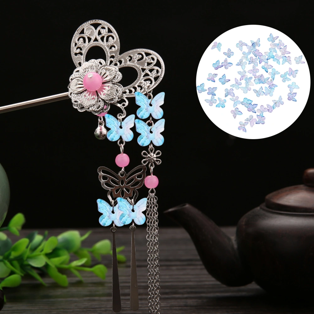 50 Pcs Butterfly-shape Hairpin Charms Glass Charms Jewelry Making Accessories