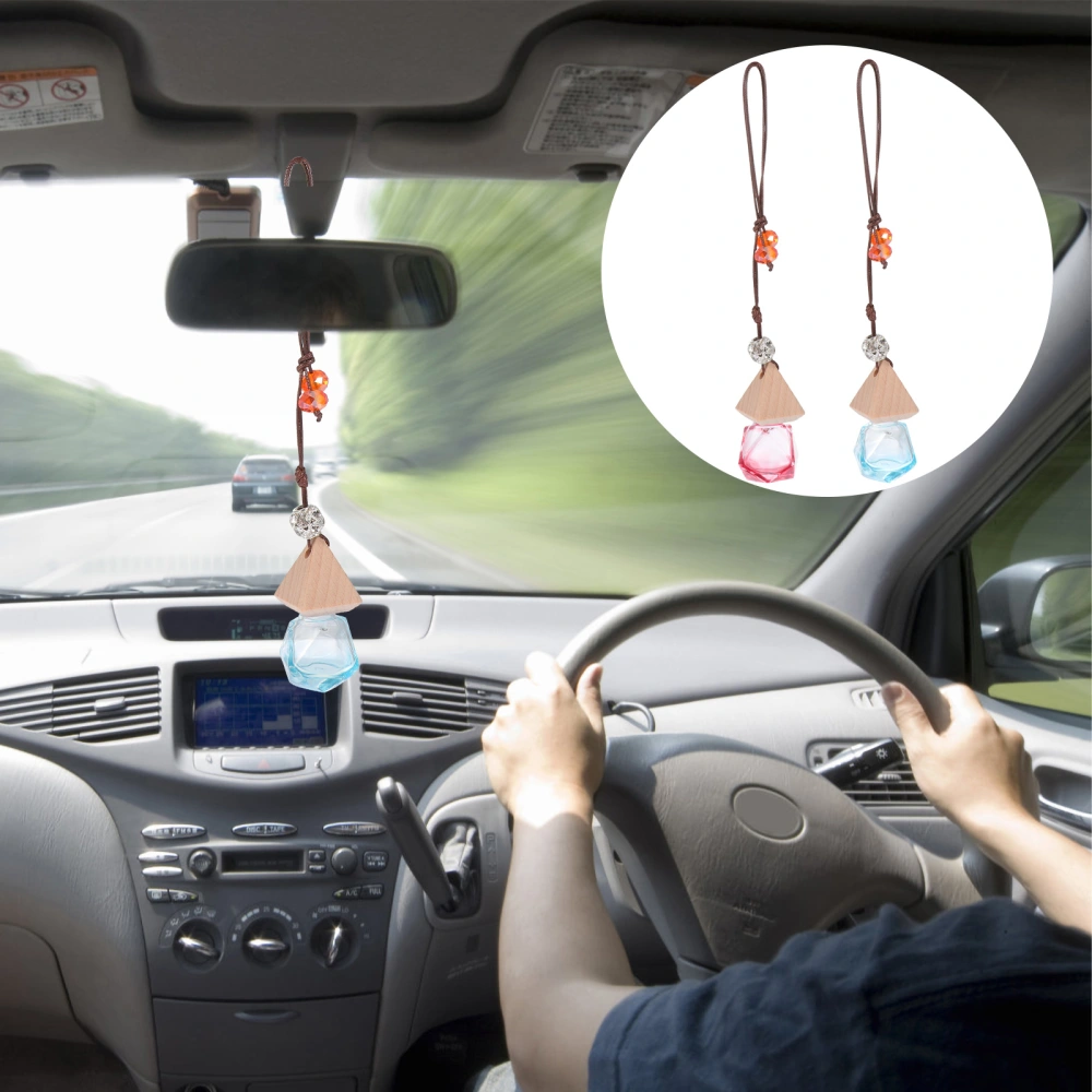 2pcs Glass Car Perfume Bottle Hanging Decors Car Interior Perfume Bottle Decors