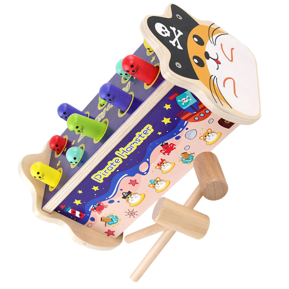 1 Set of Wood Hammer Beat Toy Wooden Blocks Baby Beating Toys Educational Coordination Toy Colorful (Pirate Hamster)