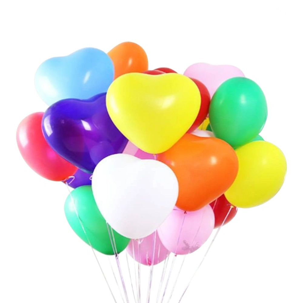 20Pcs 10 Inch Heart Latex Balloons Rubber Balloon Party Decorations 2.2g (Assorted Color)