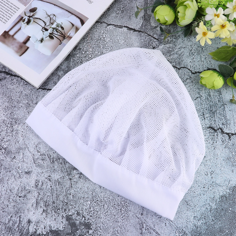 Exquisite Cotton Hat Useful Prevent Hair Loss Breathable  Head Protector for Home Daily Use (Wide-brimmed and Elastic, White)