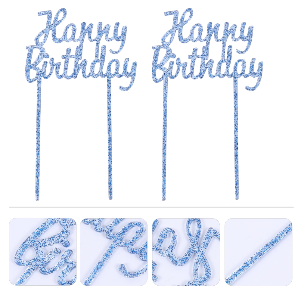 2pcs Happy Birthday Acrylic Plastic Birthday Cake Topper Cake Decorations