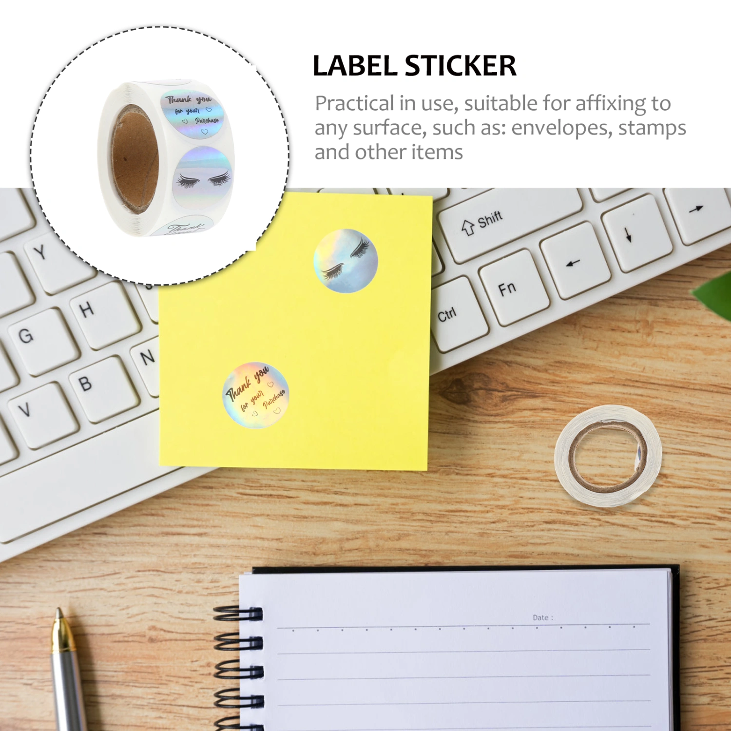 1 Roll Commodity Stickers Thank You Label Stickers Eyelash Label Accessories