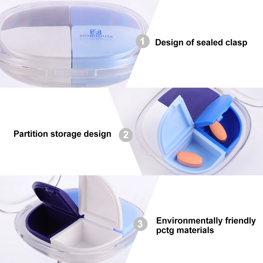 Portable Plastic Pill Box Mini Sealed Pill Case Creative 4 Compartment Pill Box