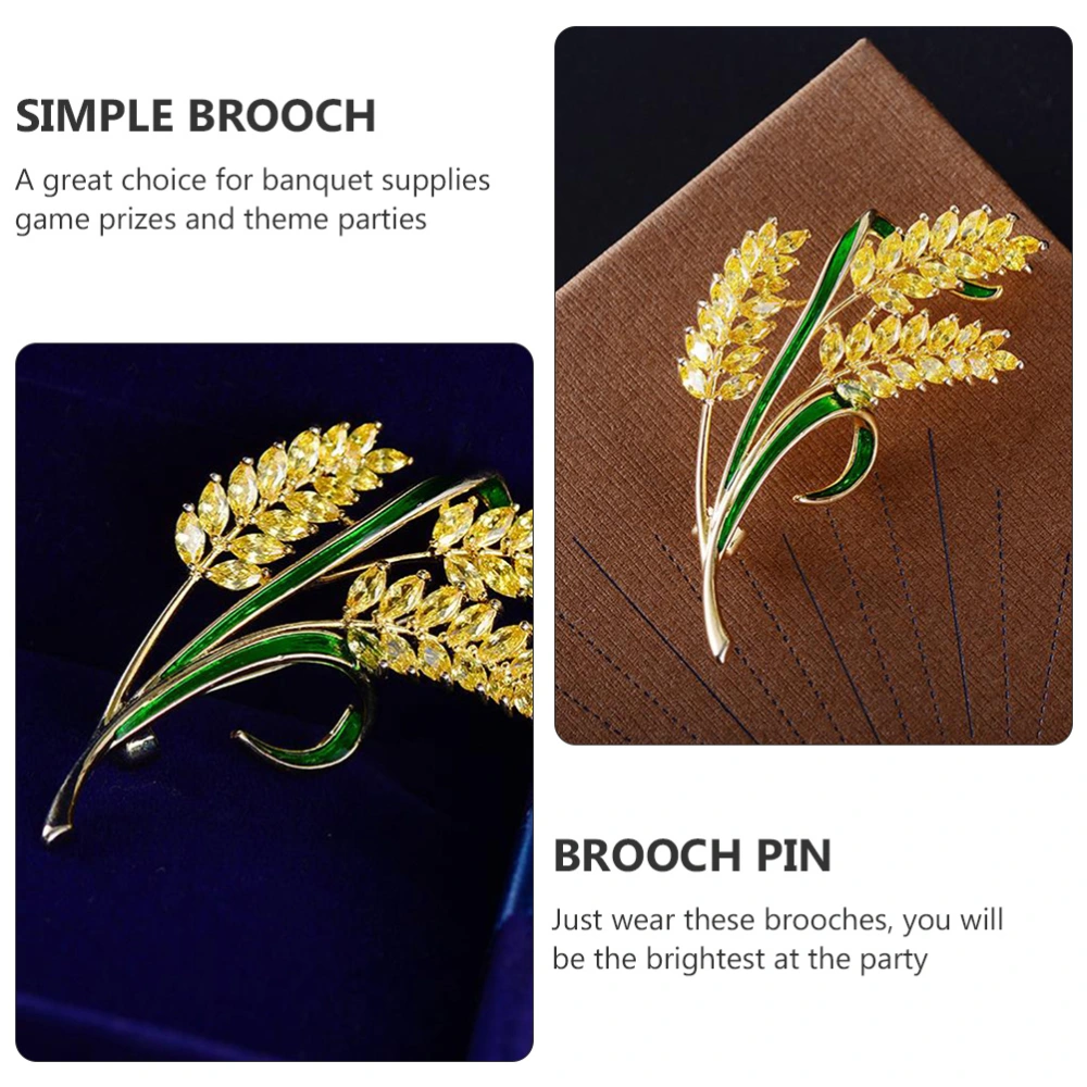 1Pc Shiny Zircon Wheat Ears Brooch Fashion Breastpin Simlple Clothes Accessory