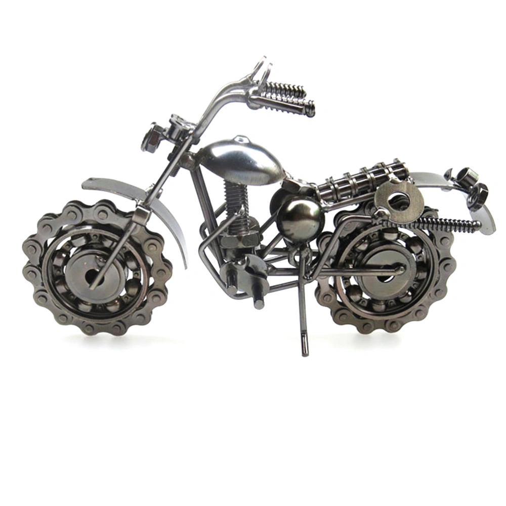 Metal Antique Vintage Motorcycle Model Home Décor Ornaments Handmade Handcraft Collections Vehicle Toys (Grey)