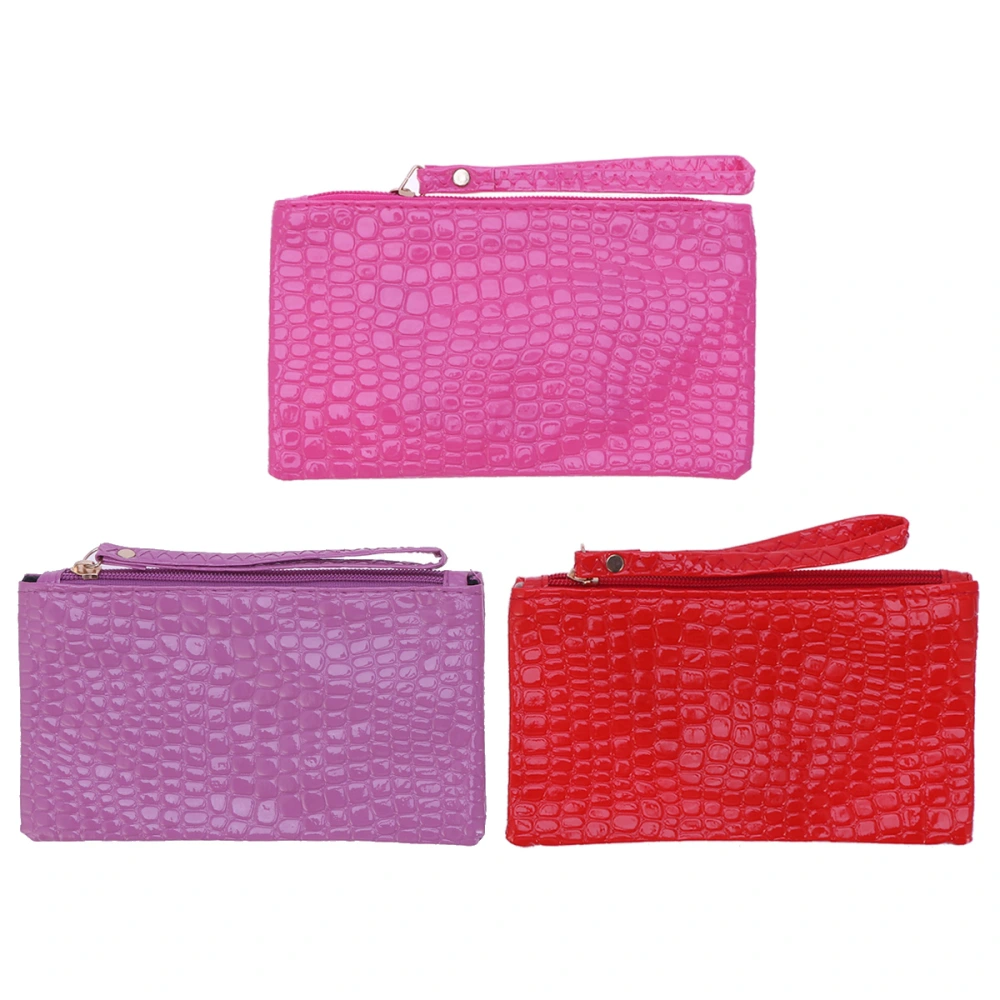 3pcs Woman Handbag Purse Cosmetic Bag for Evening Party Banquet Wedding (Pink，Red, Rose Red 1pc for Each )