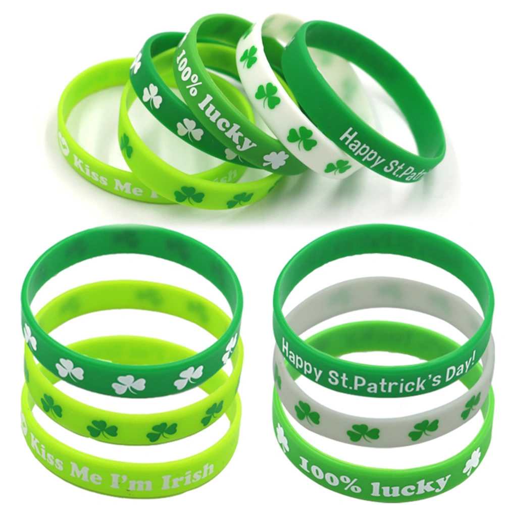 12pcs St. Patrick's Day Bracelet Wristbands Party Hand Decoration Festival Presents Party Supplies for Men Women (Pattern 3)