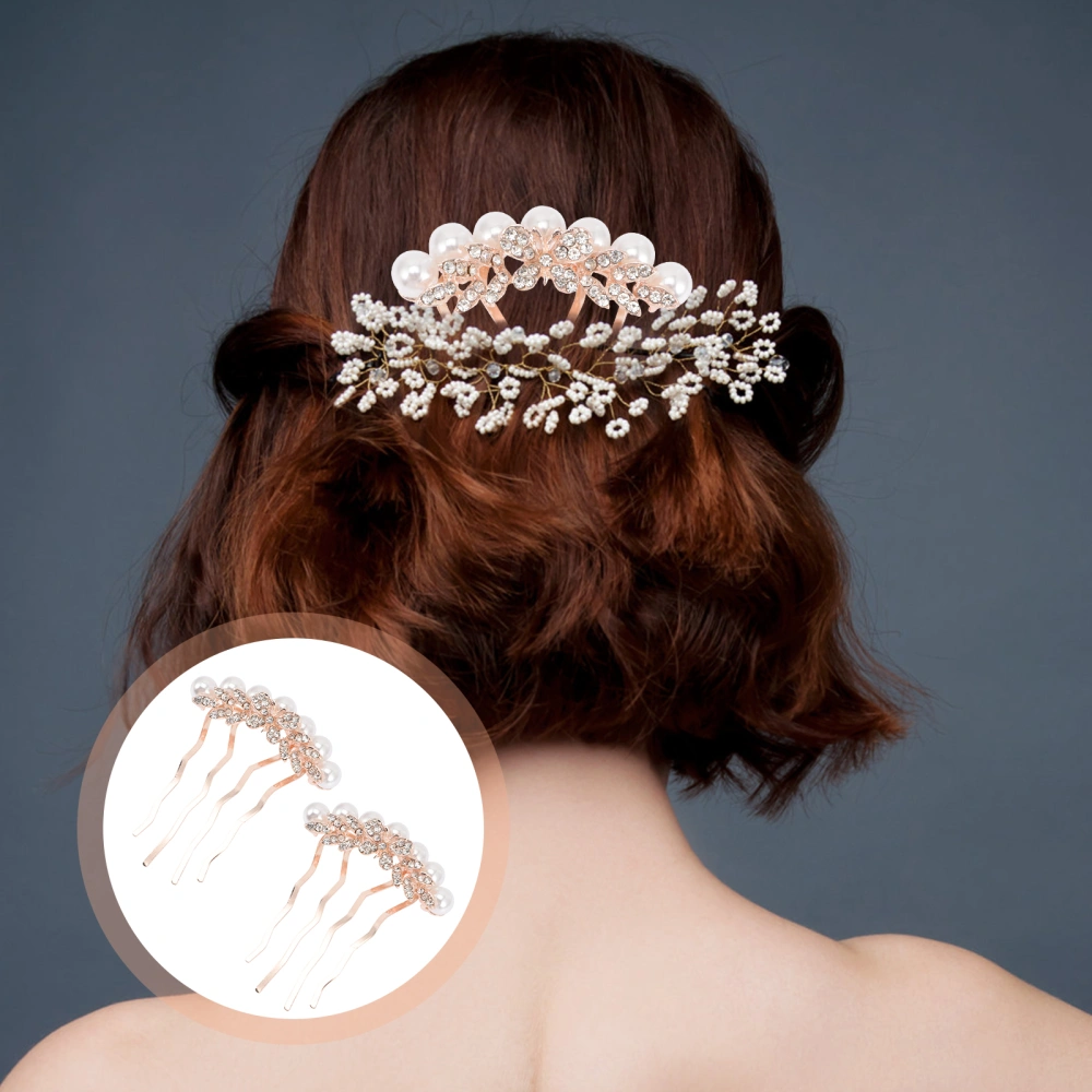 2pcs Bridal Side Comb Clip Pearl Wedding Hair Comb Clip Side Comb Hairpin