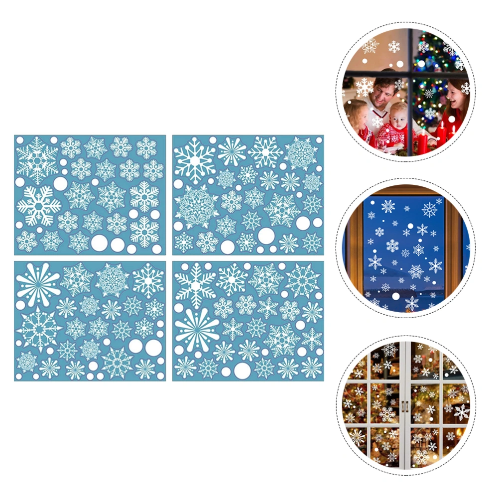 4 Sheets Snowflake Stickers Adhesive Window Decals Christmas Glass Stickers