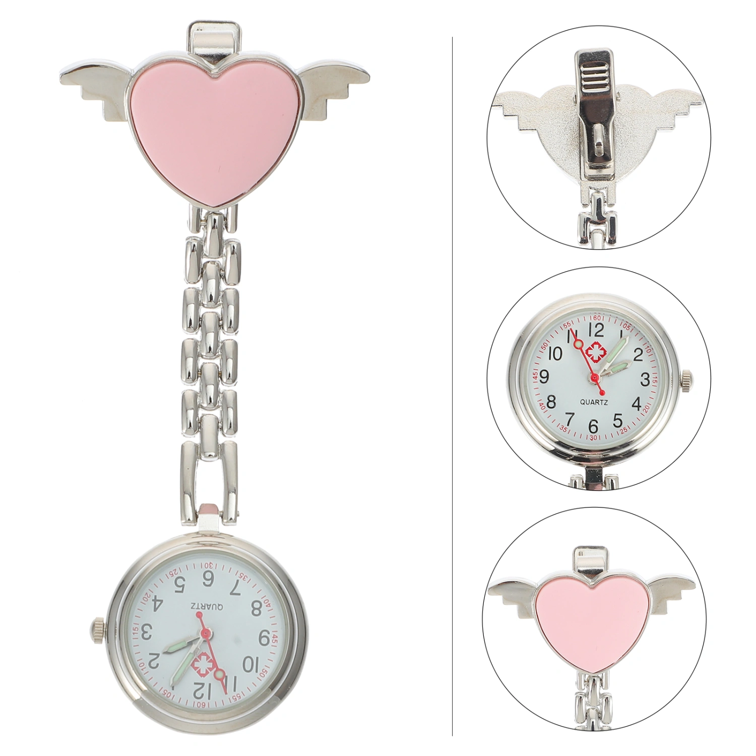 Heart Design Nurse Watch Luminous Nursing Watch Alloy Medical Pocket Watch