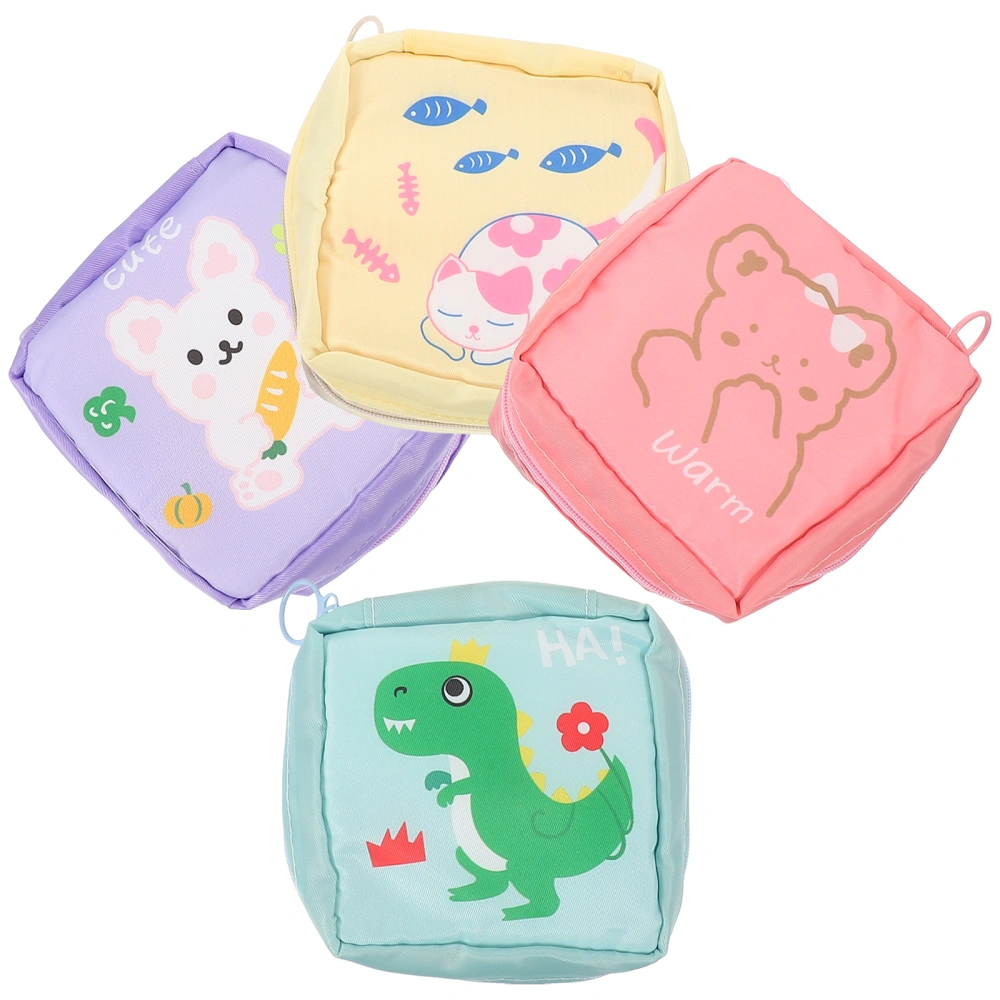 4Pcs Adorable Period Bags Women Sanitary Pad Bags Cosmetic Storage Bags Multi-function Coin Bags