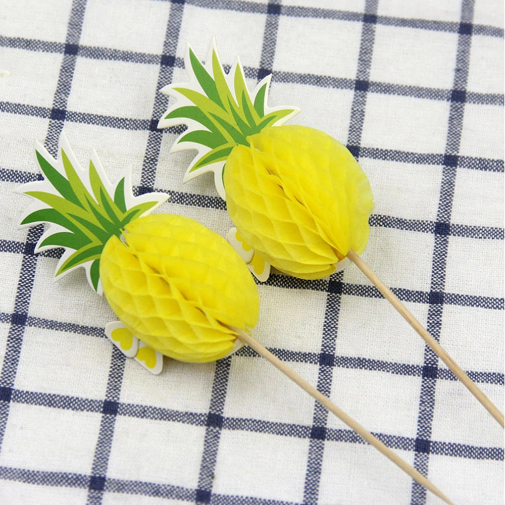 50pcs Pineapple Cake Toppers Adorable Cake Picks Paper Cupcake Decor Party Supplies for Wedding