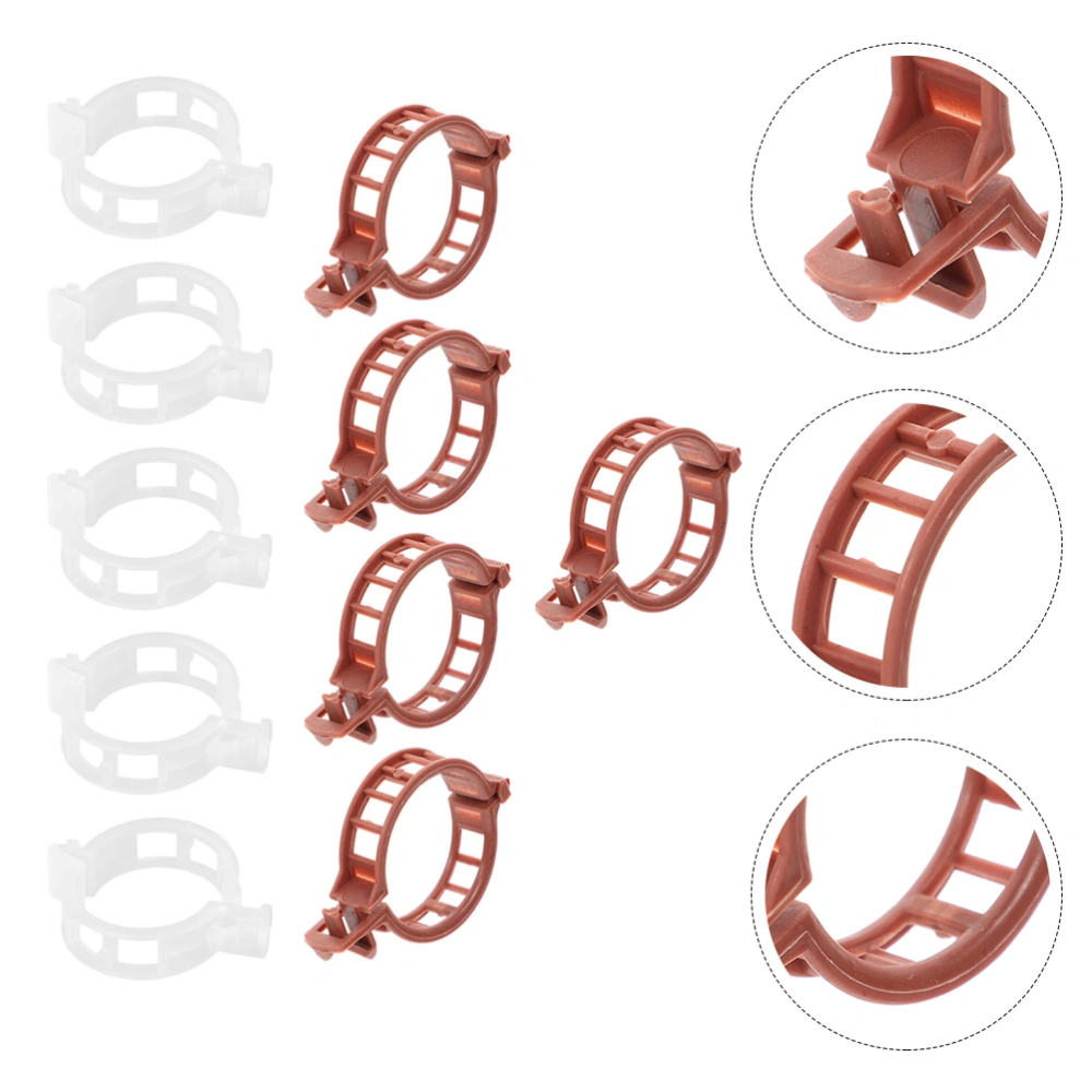 200pcs Practical Plant Support Clips Vegetable Vine Support Clips  (Brown White)