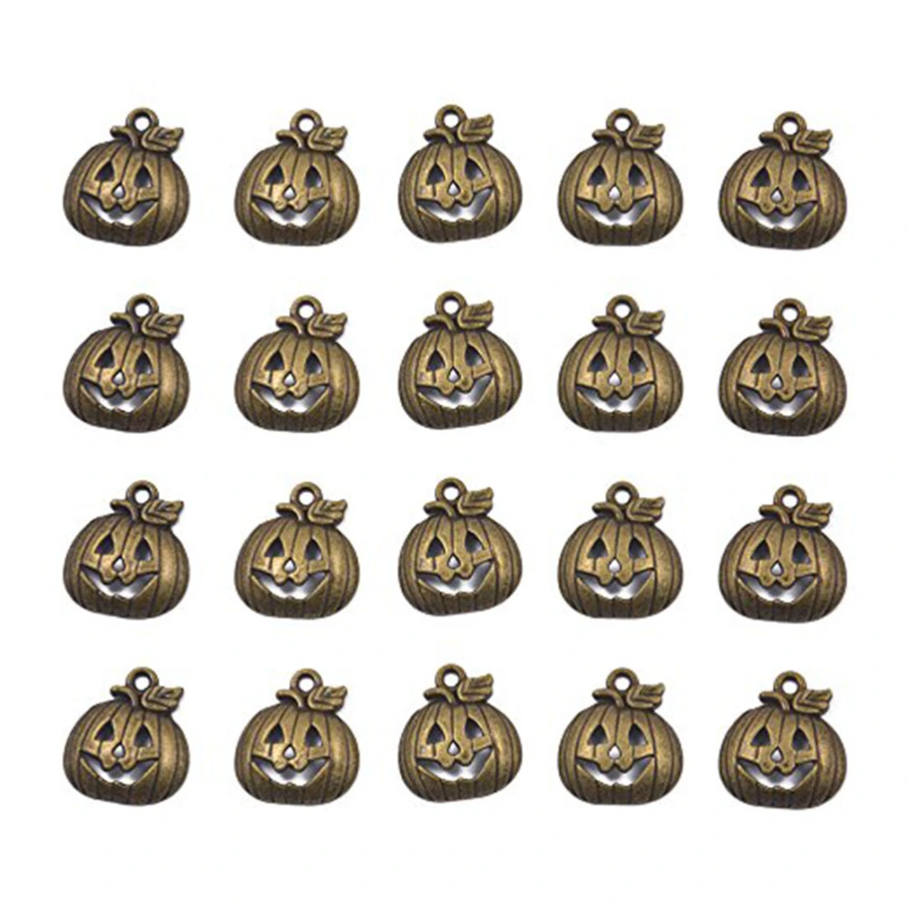 20pcs Pumpkin Pendant Antique Bronze Alloy Hanging Halloween Decoration Jewelry Making Charms Pendant