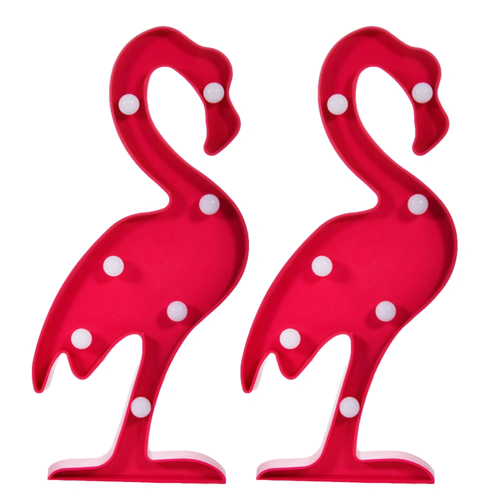 2PCS Led Night Lamp Flamingo Led Shaped Lamp Loving Heart Decorative Lamp Christmas Lamp No Battery Red