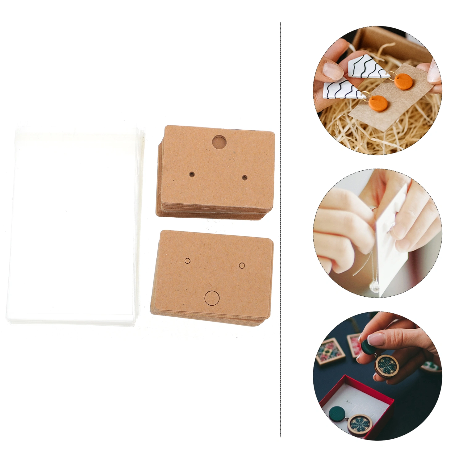 100pcs Rectangle Earring Holders Cardboard Earring Cards Earring Display Holders with OPP Bags