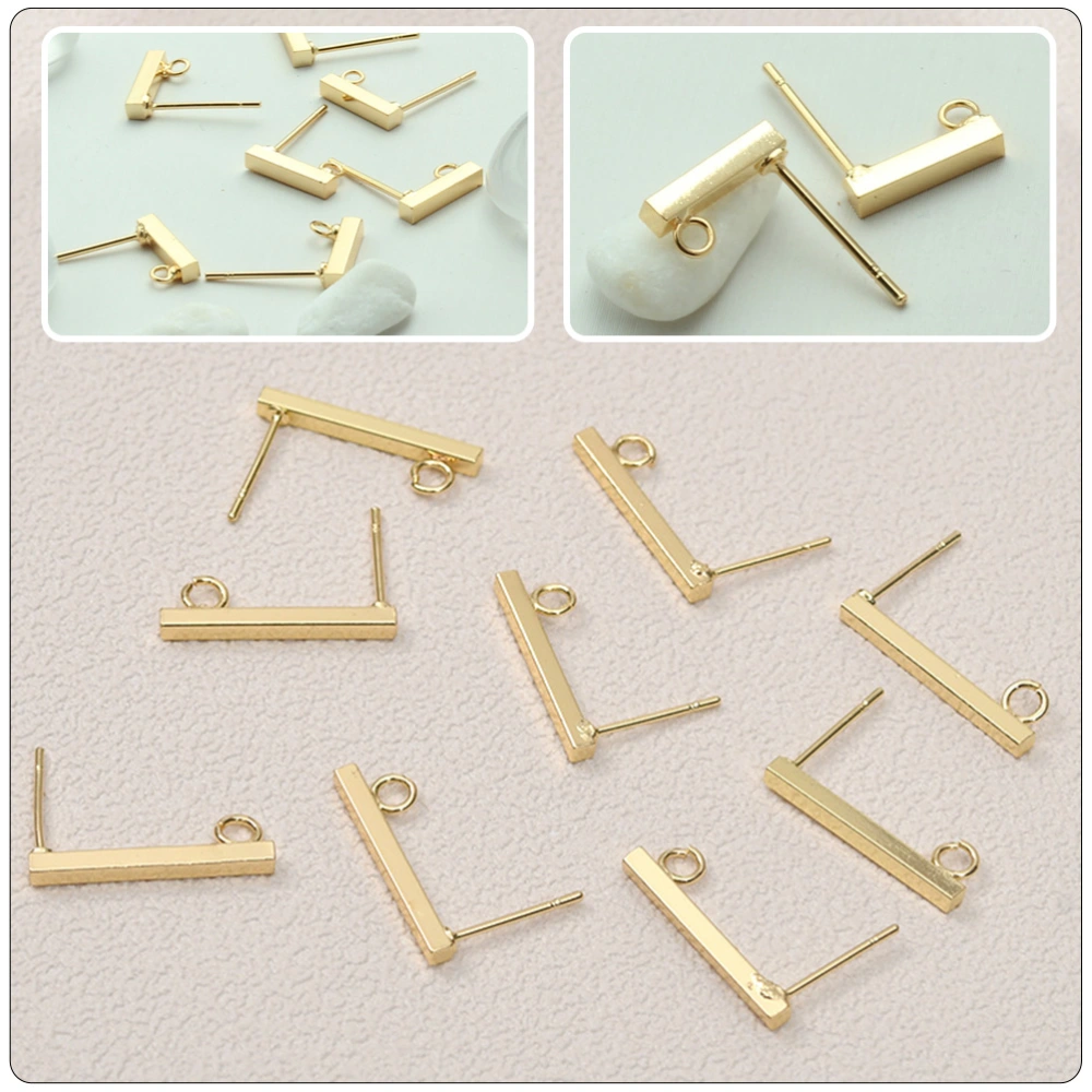 20pcs Stainless Steel Earring Posts Stud Rectangle Earring with Hoop Earring DIY Studs