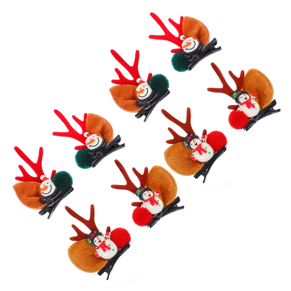 8pcs Christmas Antlers Hairpins Lovely Xmas Antler Hair Clips Hair Ornaments