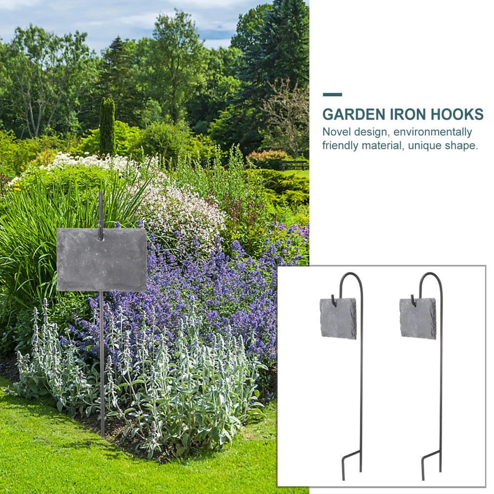 2 Sets Multifunctional Iron Art Garden Ground Iron Hook with Slate (Black)