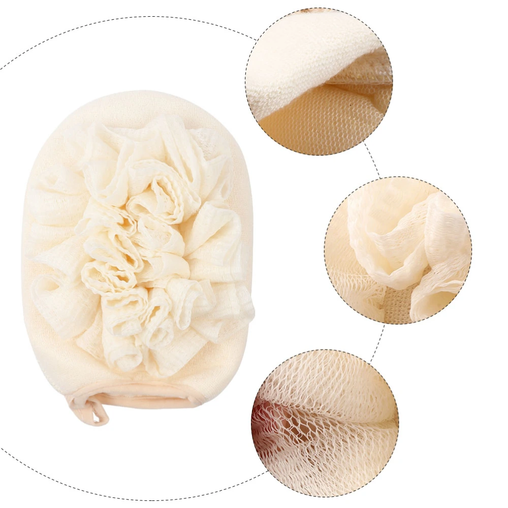 1Pc Bath Sponge Scrub Dual Purpose Bath Ball Exfoliating Shower Sponge (Beige)