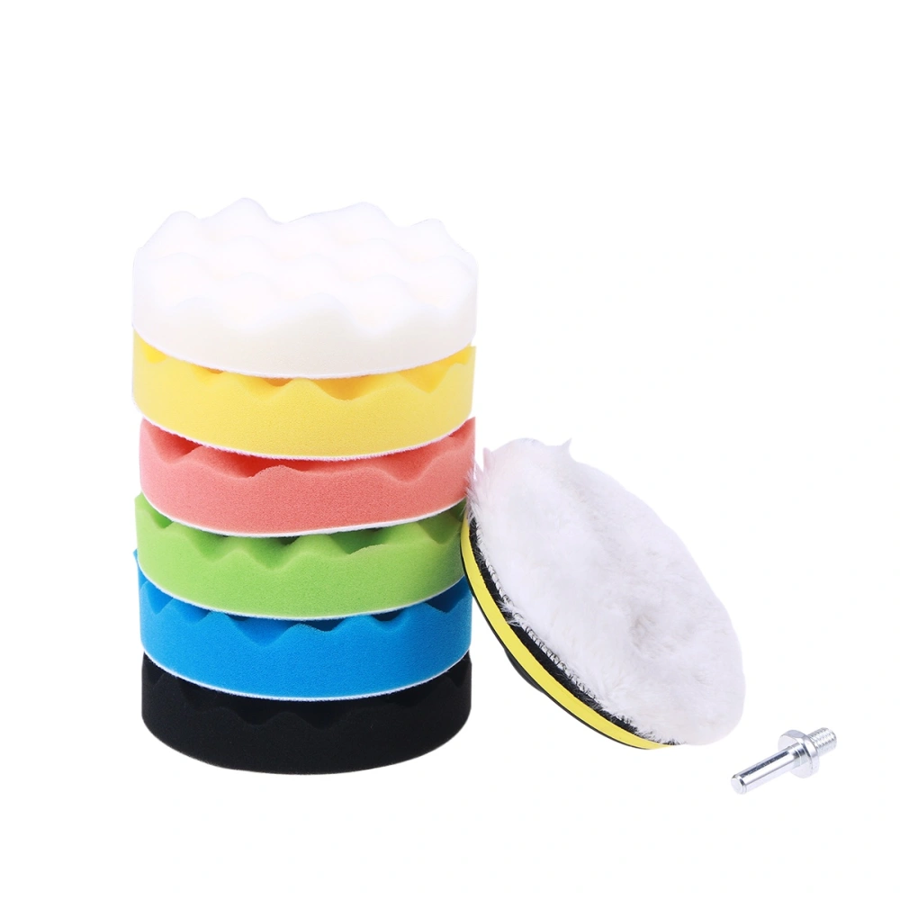 8 PCS 7 inch Buffing Sponge Polishing Pad Self-Adhesive Disc Wool Disc Polishing Wax Sanding Pad Kit for Car