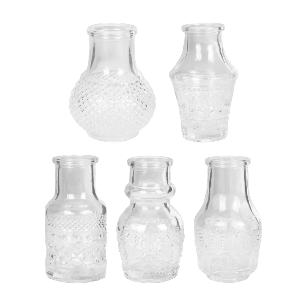 5Pcs Transparent Flower Vase Home Glass Vase Flower Arrangement Holder Mixed Style